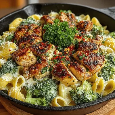 Creamy Chicken and Broccoli Skillet Pasta
