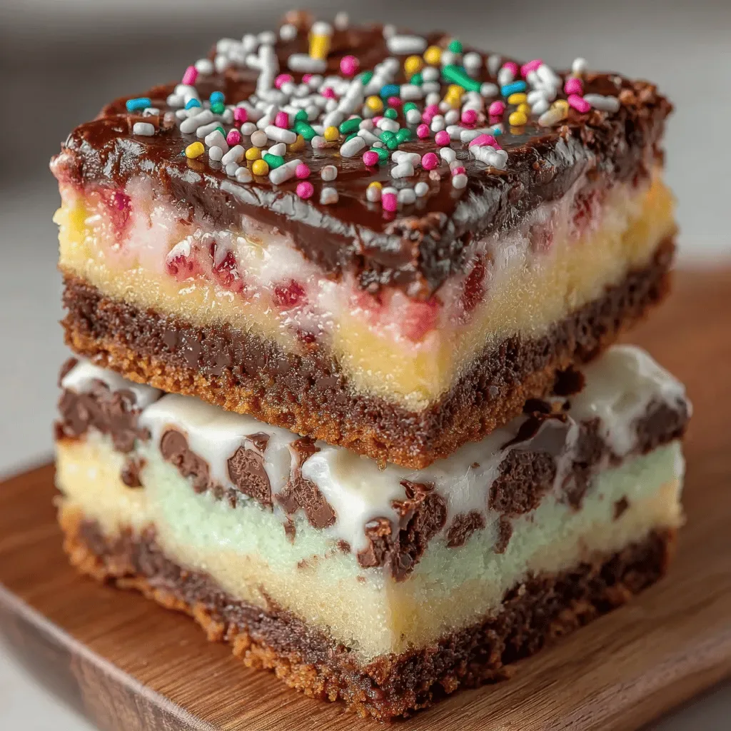 Gooey Neapolitan Cake Bars