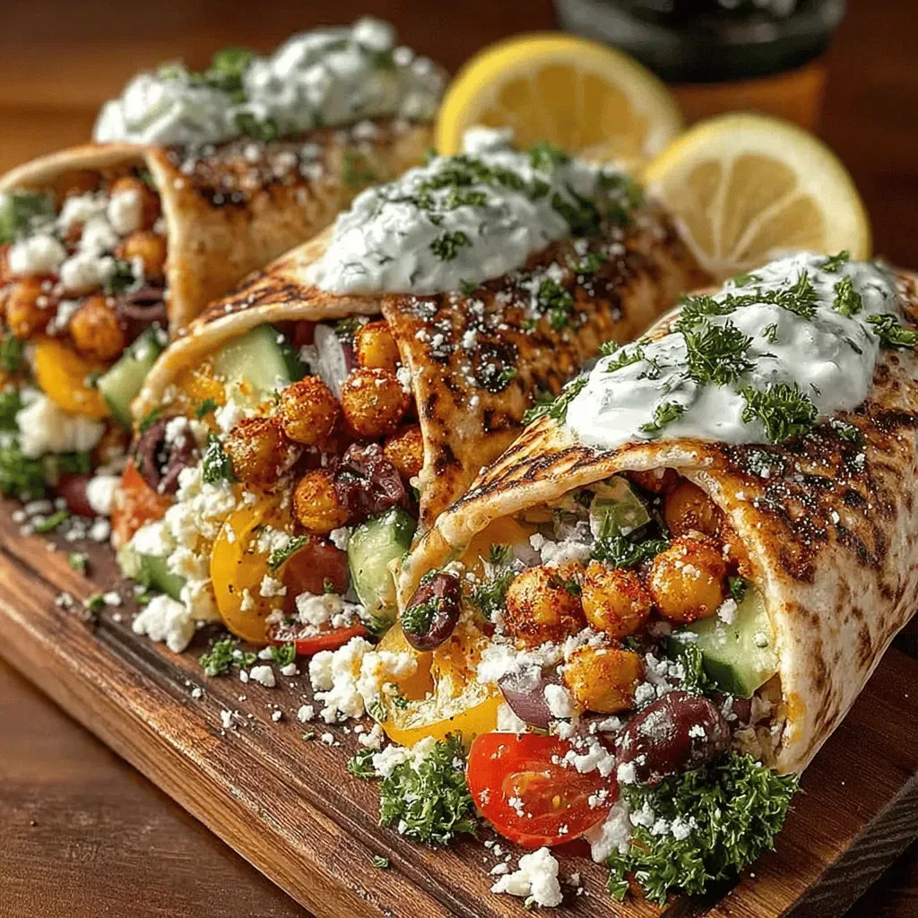 Crispy Chickpea Greek Salad Wraps