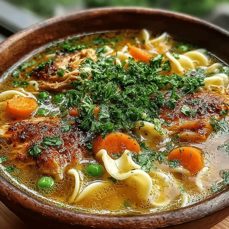 Comforting Hearty Chicken Noodle Soup with Egg Ribbons