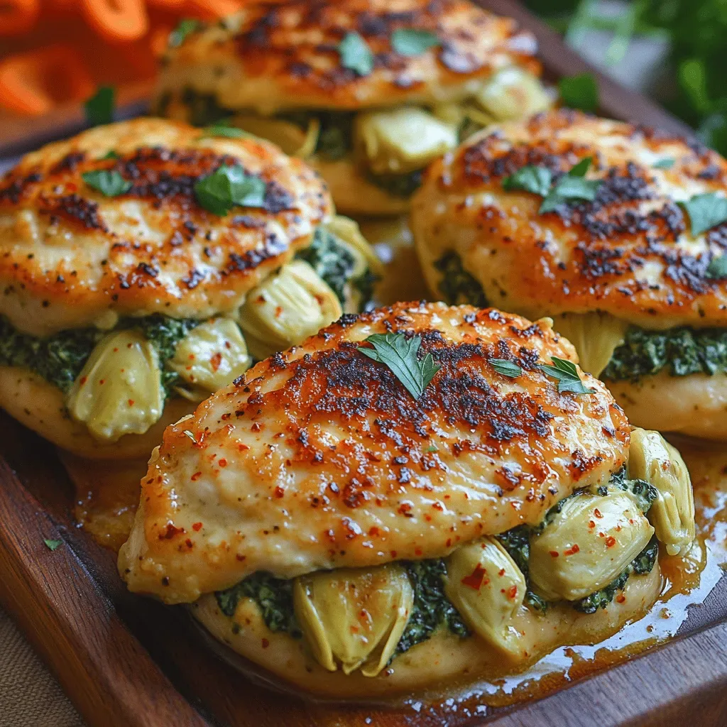 Cheesy Green Delight: Spinach Artichoke Stuffed Chicken