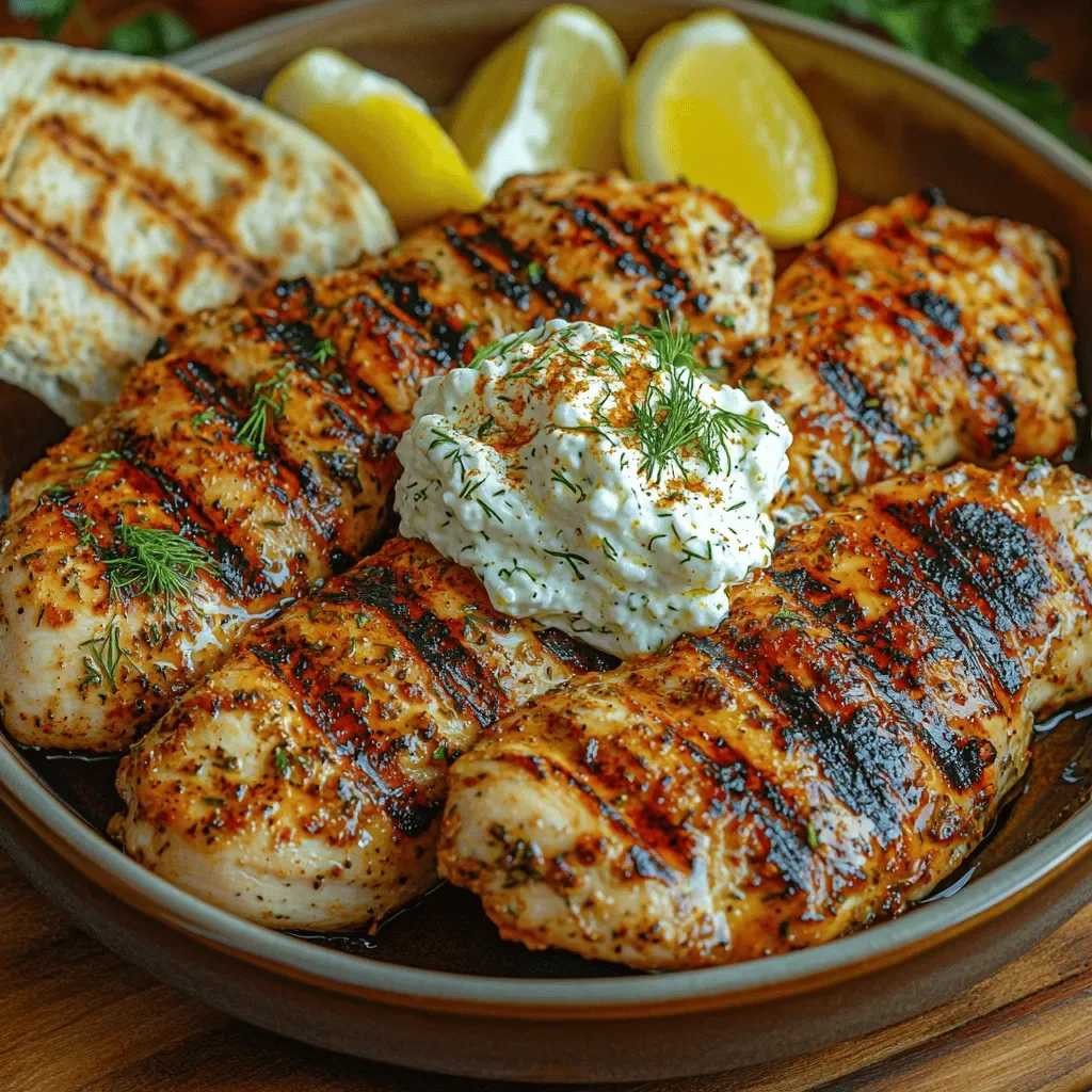 Savory Grilled Greek Chicken with Creamy Whipped Feta