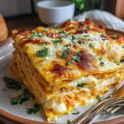 Turkey Chicken Alfredo Lasagna Bake