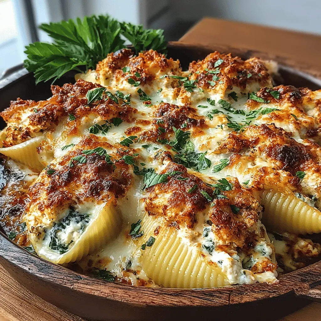 Cheesy Chicken and Spinach Stuffed Shells