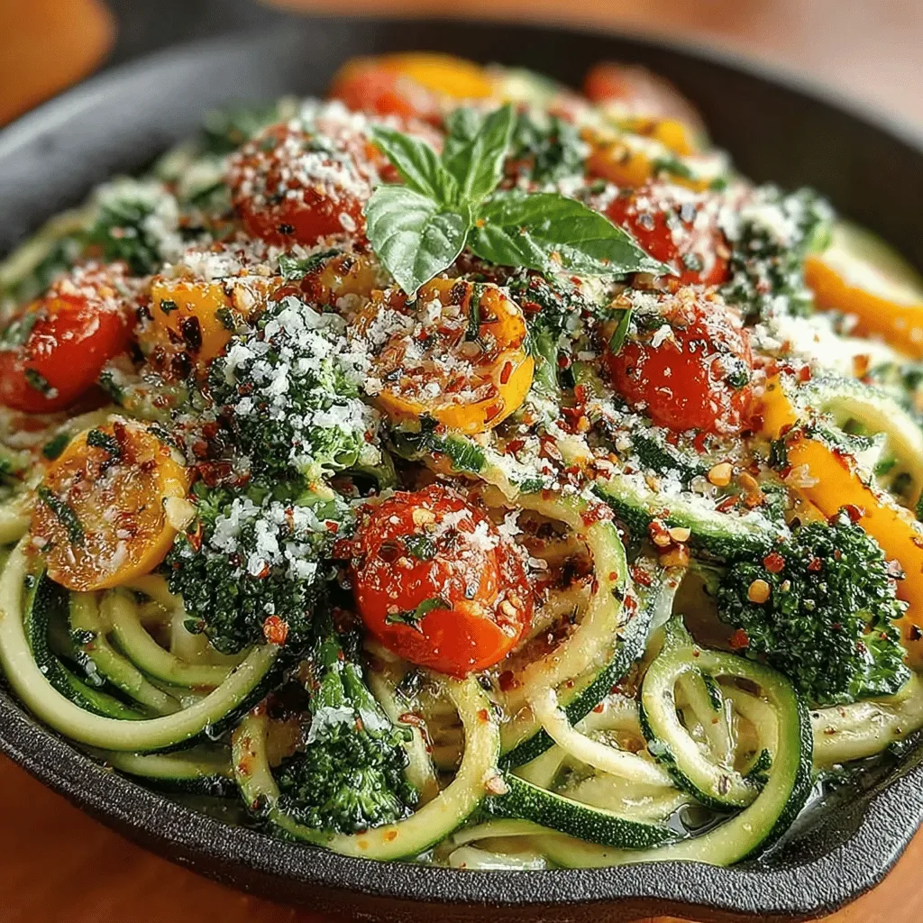 Zesty Garlic Parmesan Zucchini Noodle Stir Fry