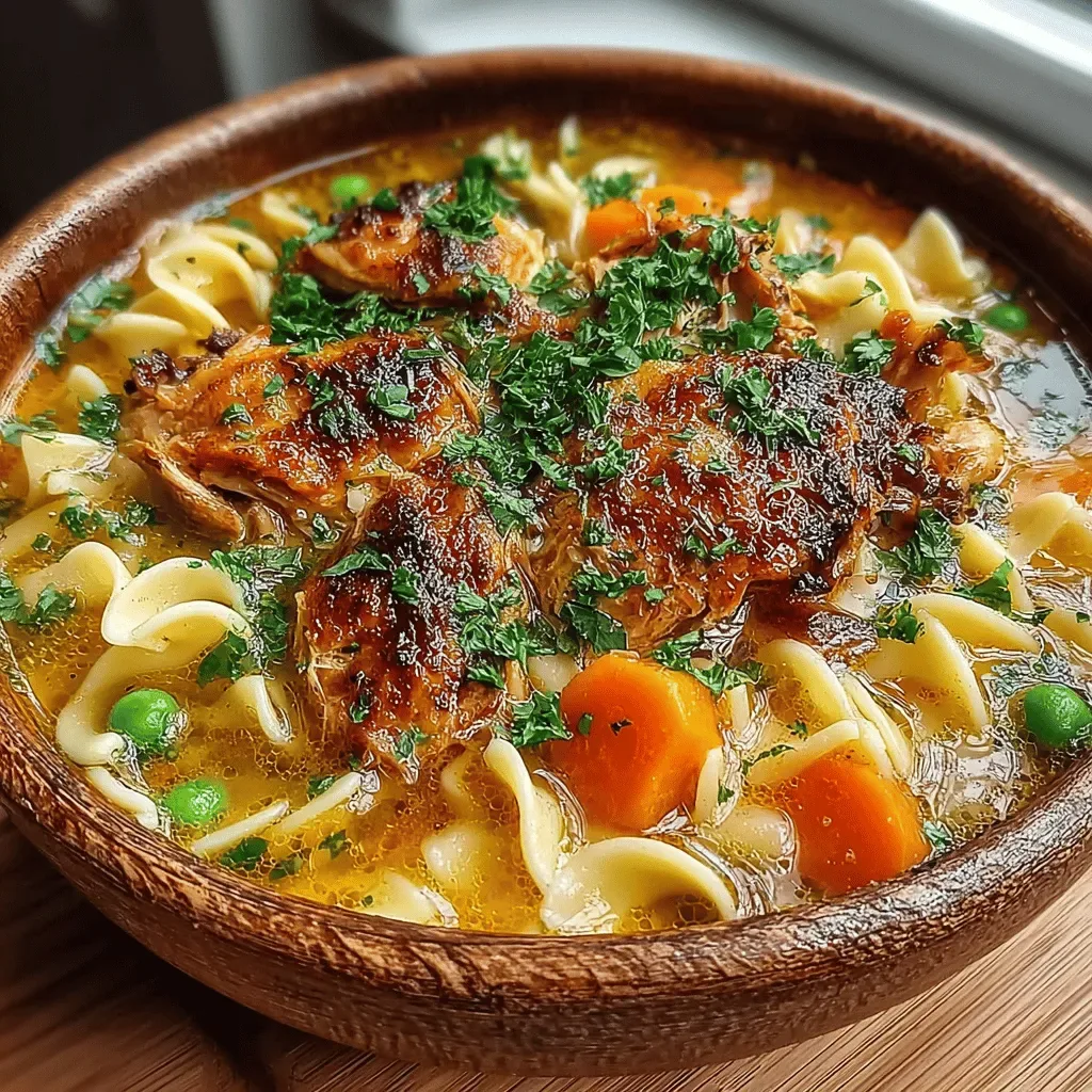 Comforting Hearty Chicken Noodle Soup with Egg Ribbons