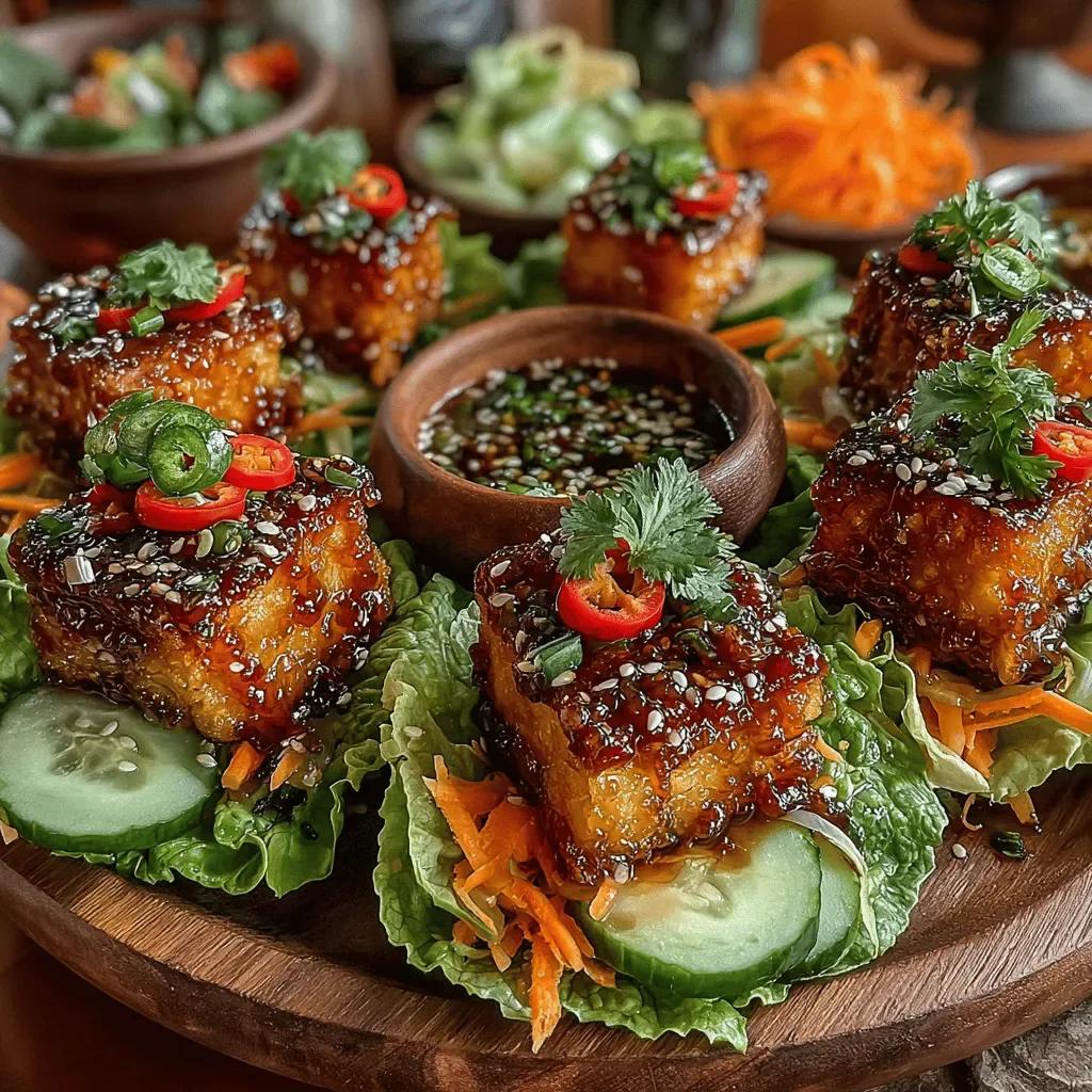 Sticky Glazed Tofu Lettuce Boats Recipe