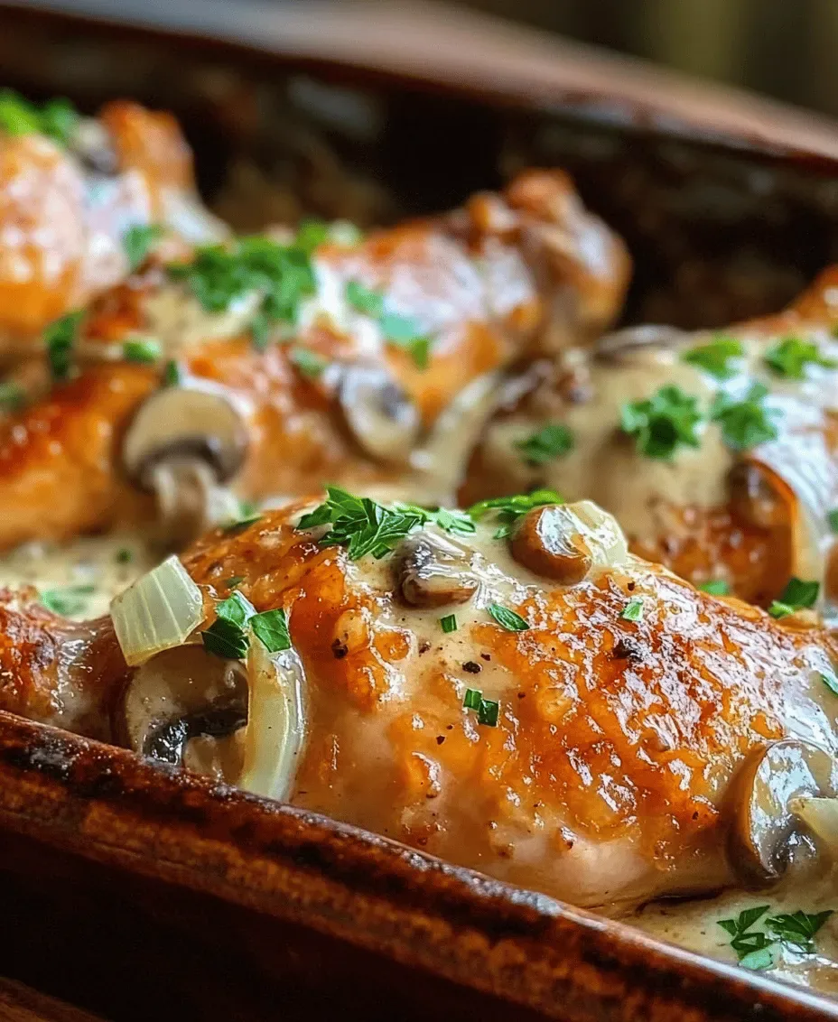 Creamy Mushroom Delight: Baked Chicken Legs