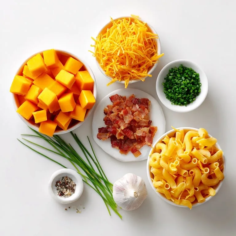 Ingredients for Savory Butternut Bacon Mac Bites Recipe