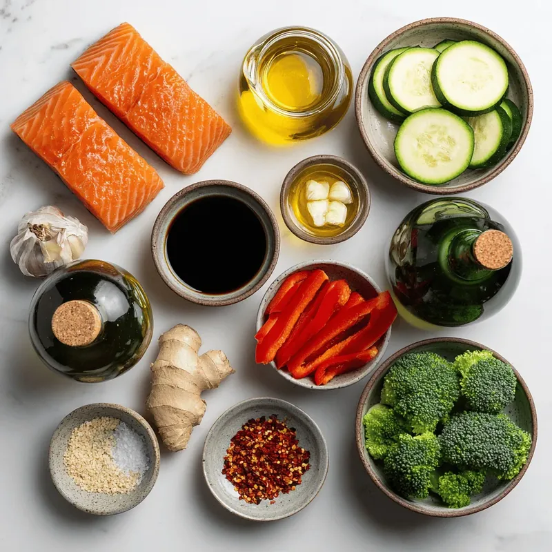 Soy Glazed Air Fryer Salmon with Roasted Vegetables