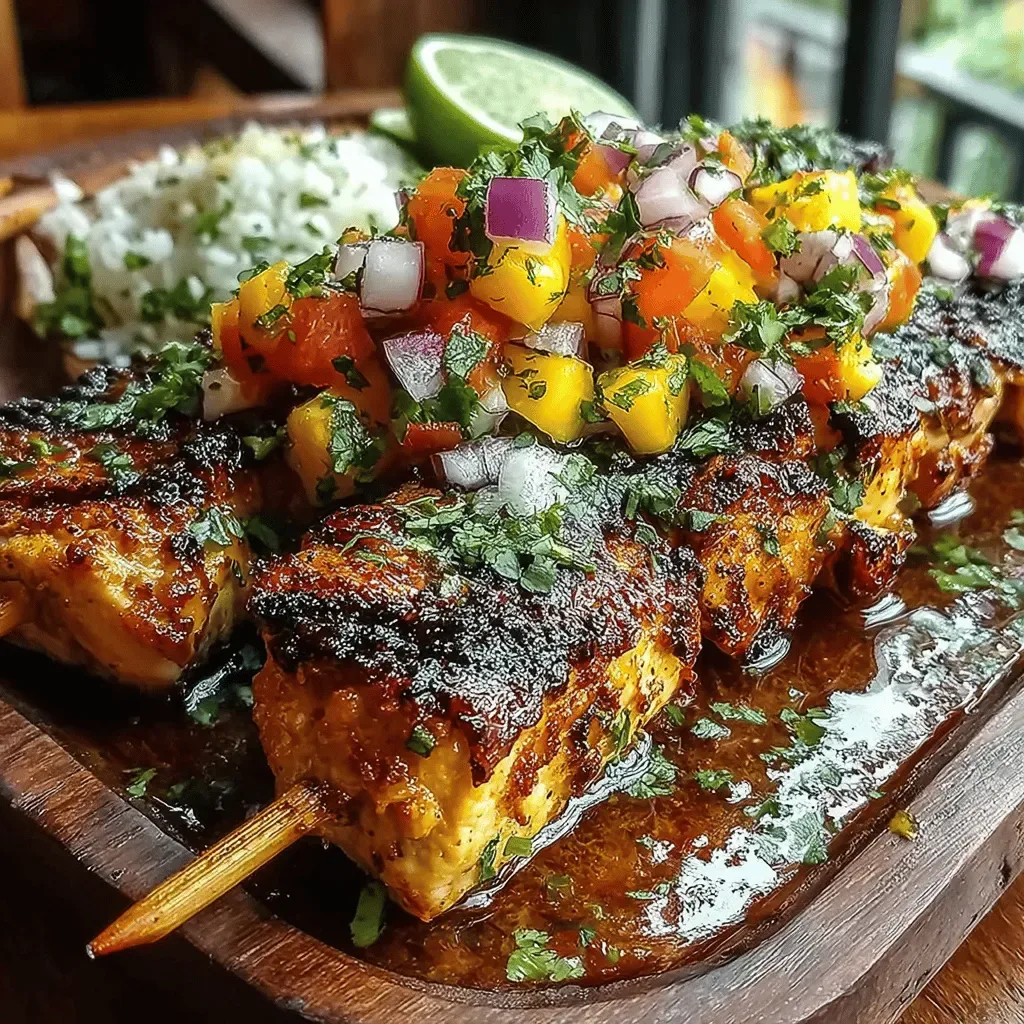 Grilled Chicken Skewers with Sweet Peach Salsa