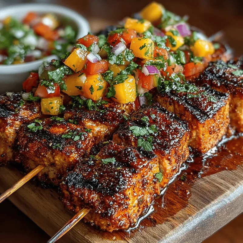 Sizzling Turkey Skewers with Sweet Peach Salsa