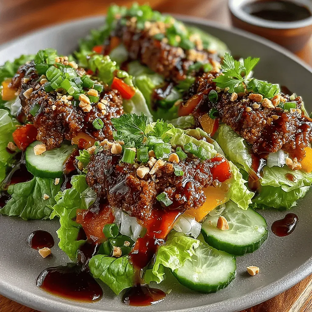 Savory Beef Lettuce Wraps with Blueberry Glaze