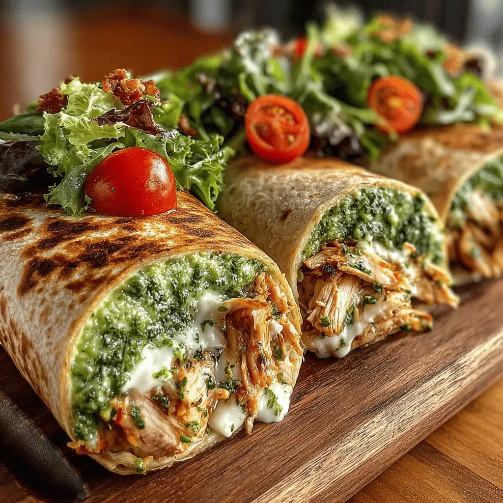 Creamy Avocado Pesto Chicken Wraps