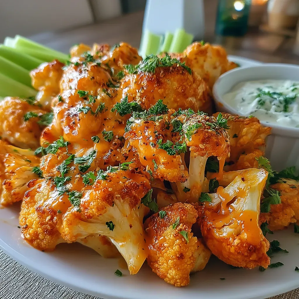Spicy Air-Fried Cauliflower Buffalo Bites