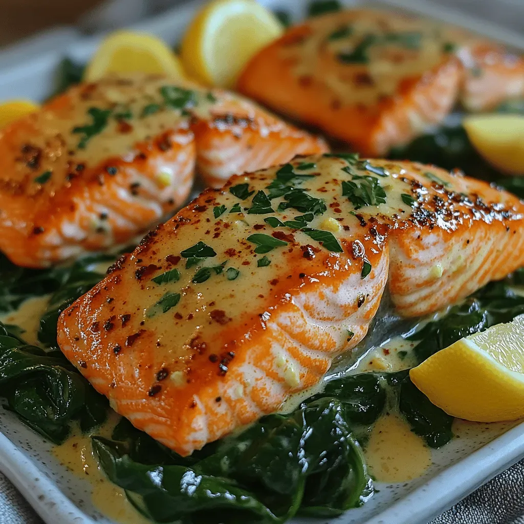 Creamy Garlic Butter Salmon with Spinach & Lemon: A Culinary Delight