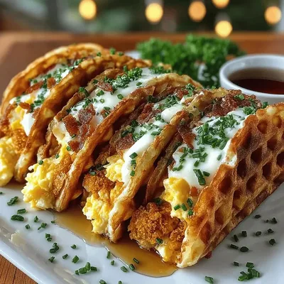 Golden Waffle Tacos with Scrambled Eggs