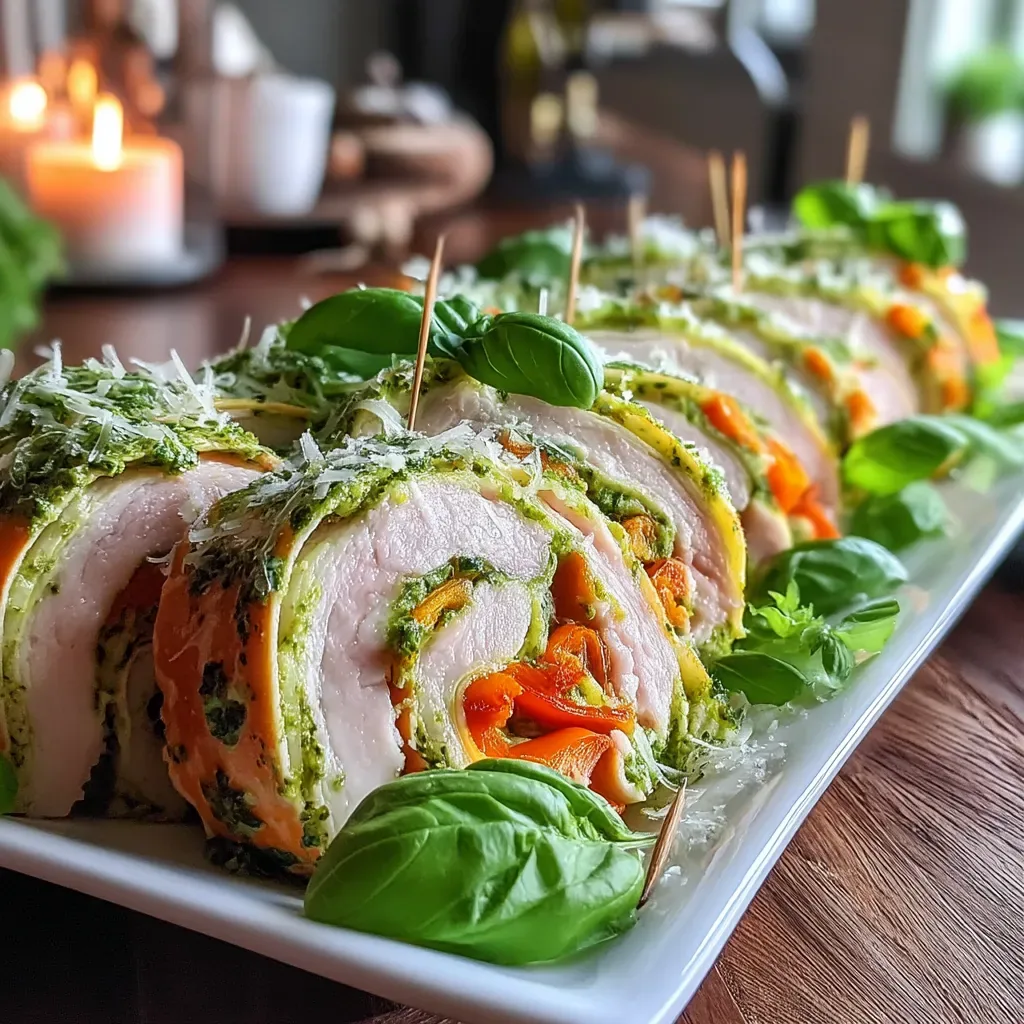 Quick Cheesy Pesto Turkey Roll-Ups