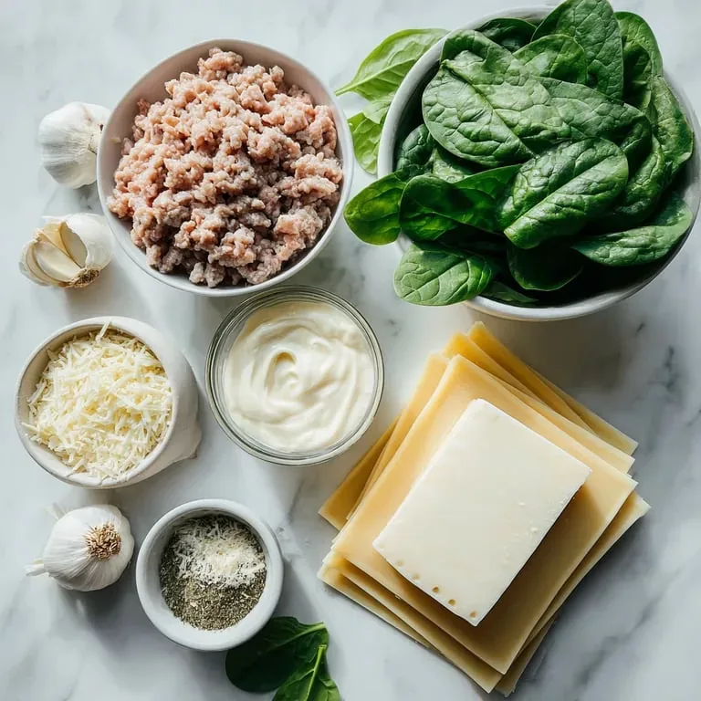 Ingredients for Turkey Chicken Alfredo Lasagna Bake