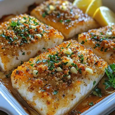 Garlic-Studded Baked Haddock Delight