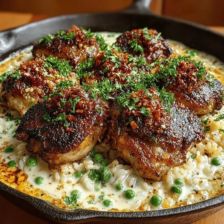 One-Pan Creamy Garlic Chicken and Rice