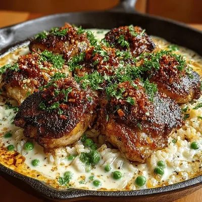 One-Pan Creamy Garlic Chicken and Rice