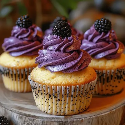 Zesty Lemon Poppy Seed Cupcakes with Berry Bliss Frosting