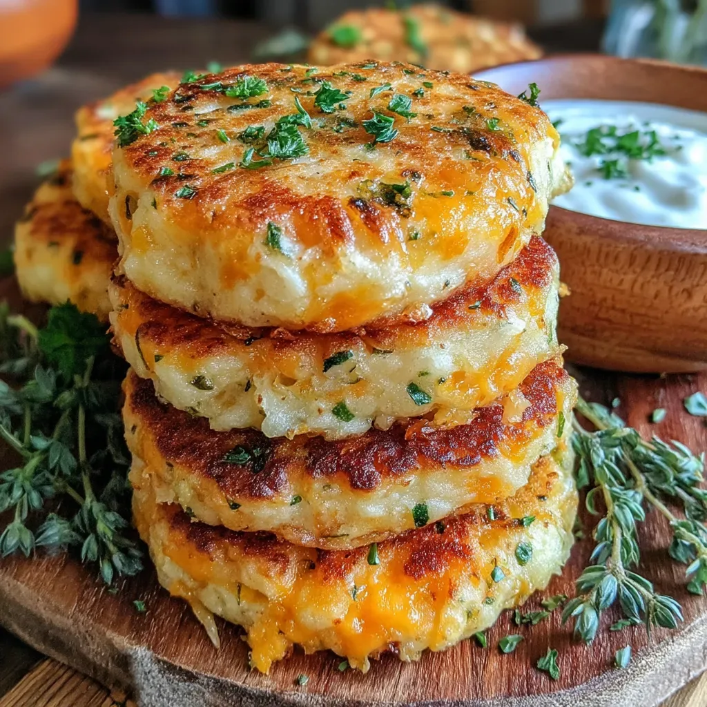 Cheesy Herb Mashed Potato Pancakes