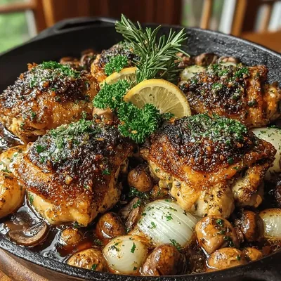 Savory Herb Infusion: Slow Roasted Mushroom & Chicken Bake