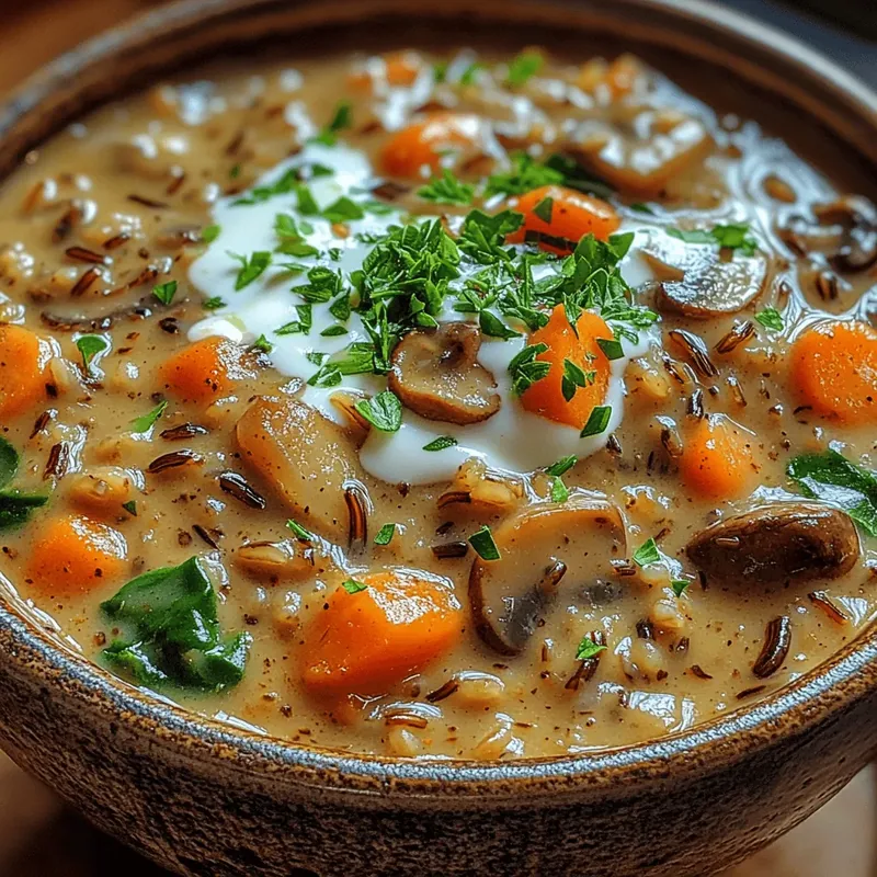 Hearty Creamy Mushroom Wild Rice Soup