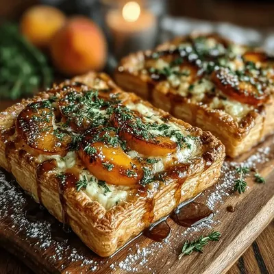 Sweet & Savory Peach & Brie Puff Pastry Tarts