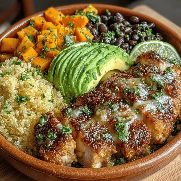 Roasted Chicken & Sweet Potato Quinoa Bowl