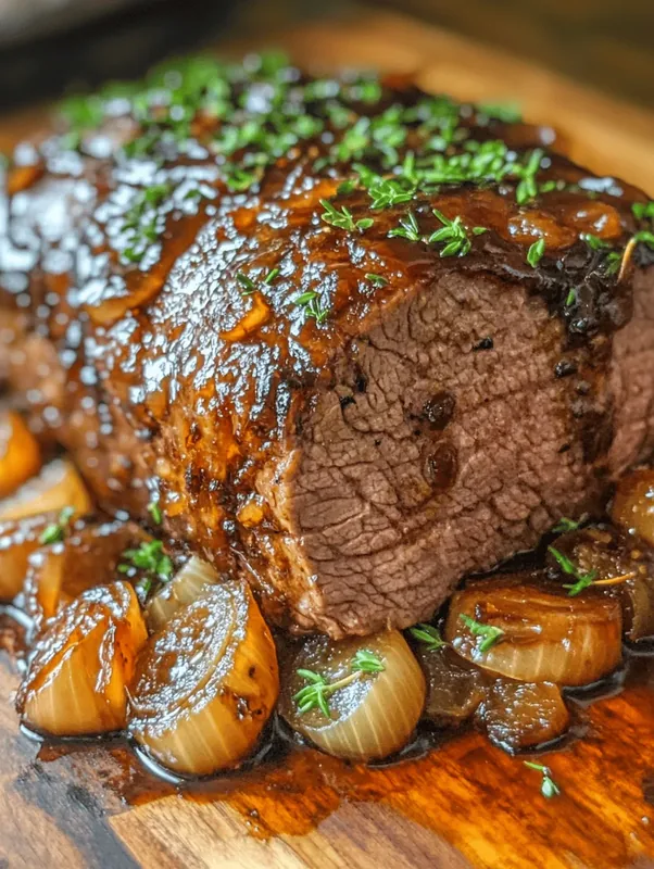 Slow Cooker Balsamic Glazed Roast Beef