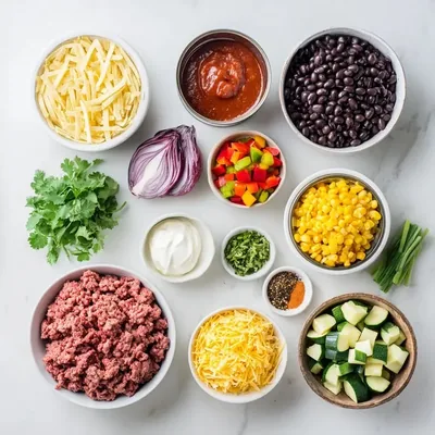 Skillet Bubbly Beef & Veggie Enchilada