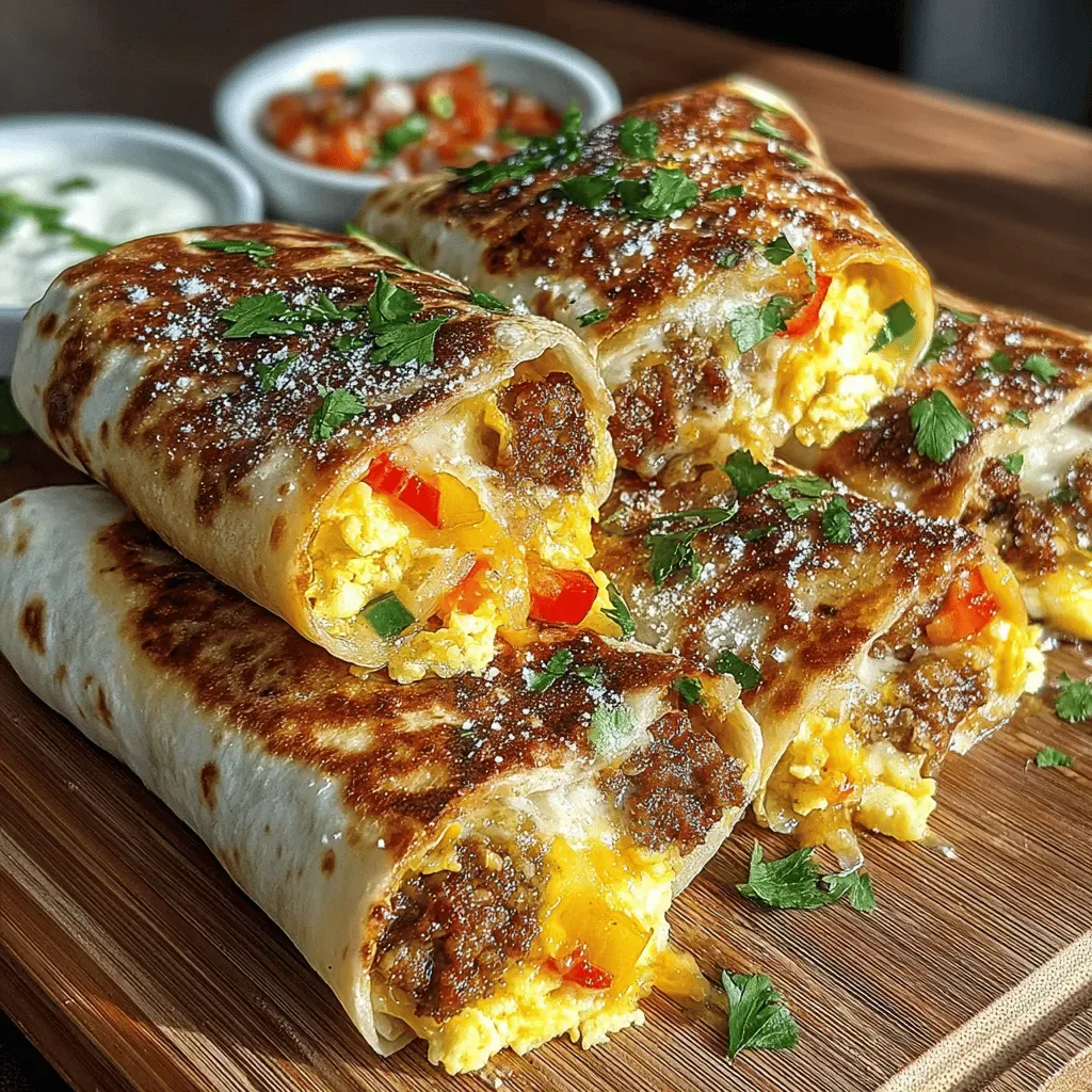 Cheesy Sausage Breakfast Burritos