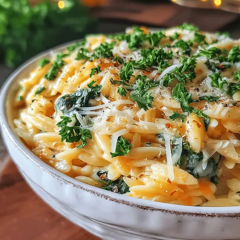Garlic Heaven Orzo with Creamy Spinach Delight