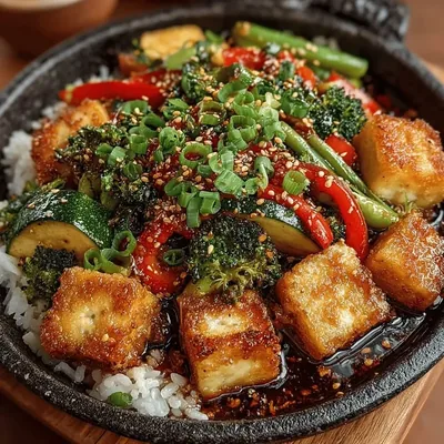Vibrant Veggie Stir-Fry with Tofu and Rice