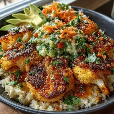 Spicy Crunchy Cauliflower Buffalo Wing Bowls