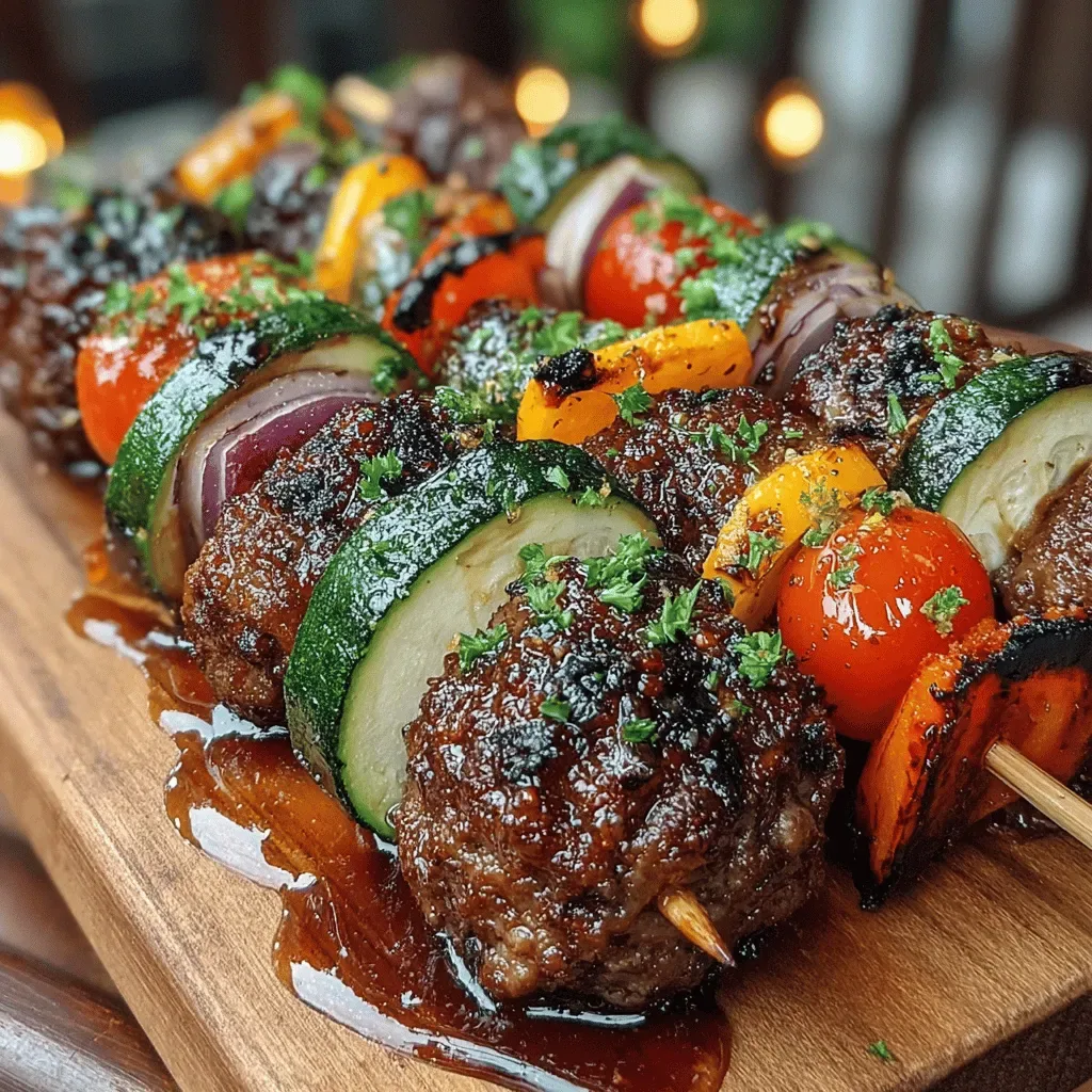 Sweet and Savory Honey Glazed Meatball and Veggie Skewers