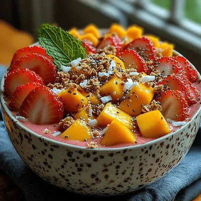 Tropical Sunrise Strawberry Mango Smoothie Bowl Recipe