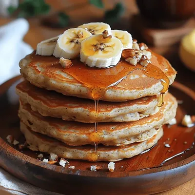 Fluffy Banana Oatmeal Pancakes