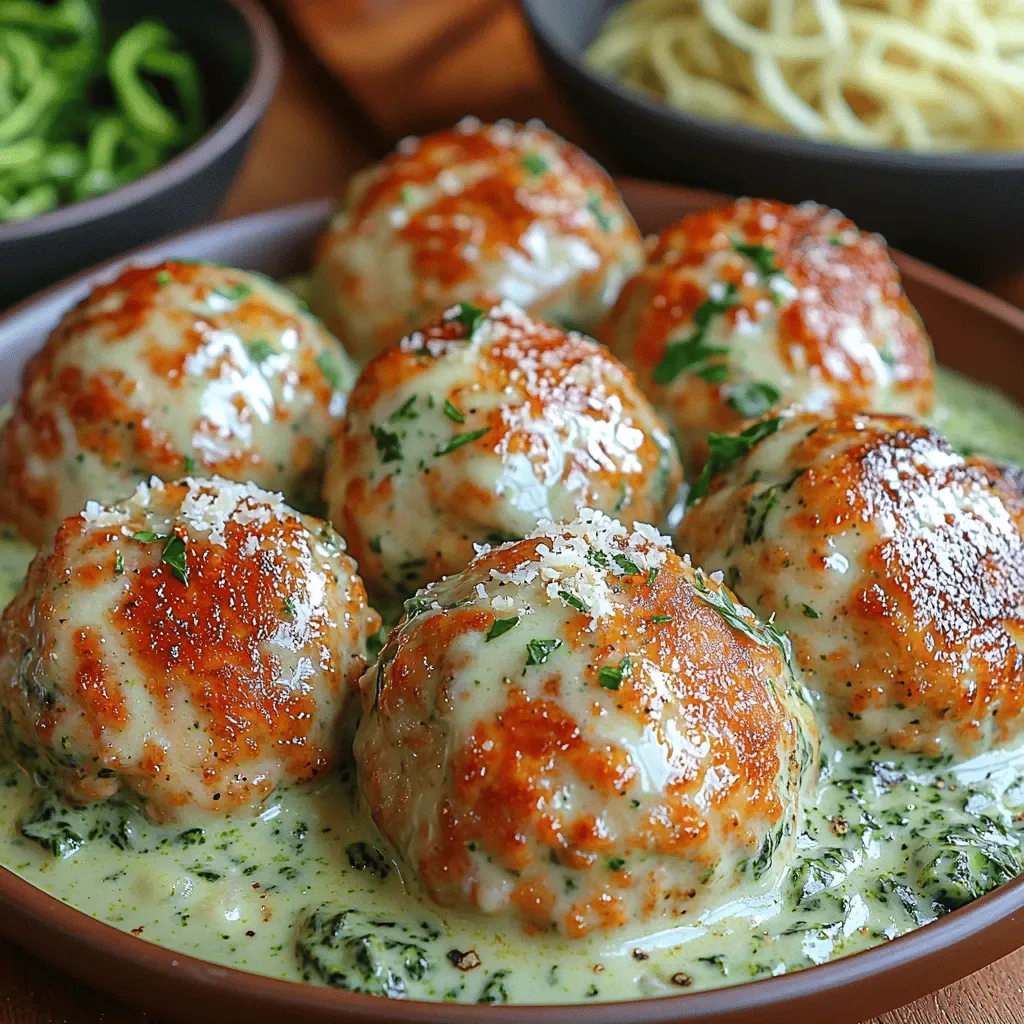 Baked Chicken Ricotta Meatballs with Spinach Alfredo Sauce: A Comfort Food Delight