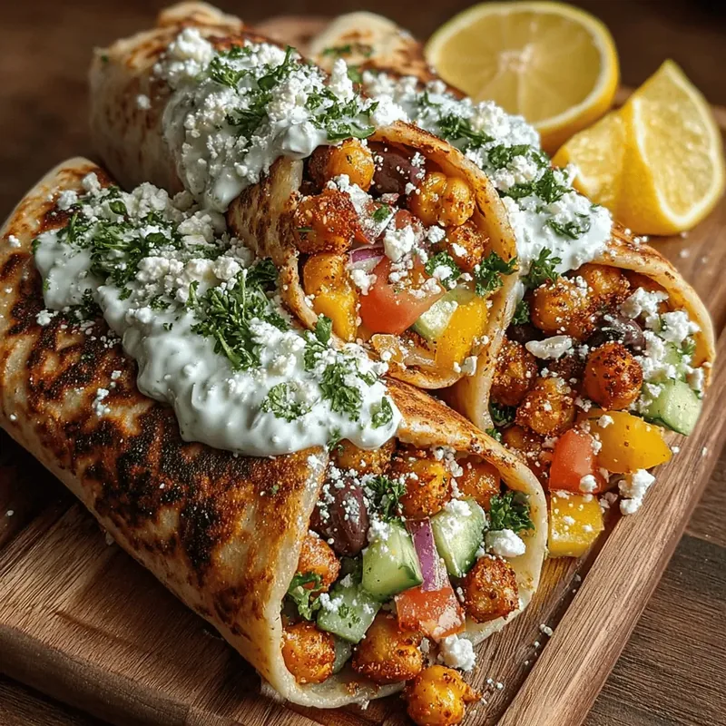 Crispy Chickpea Greek Salad Wraps