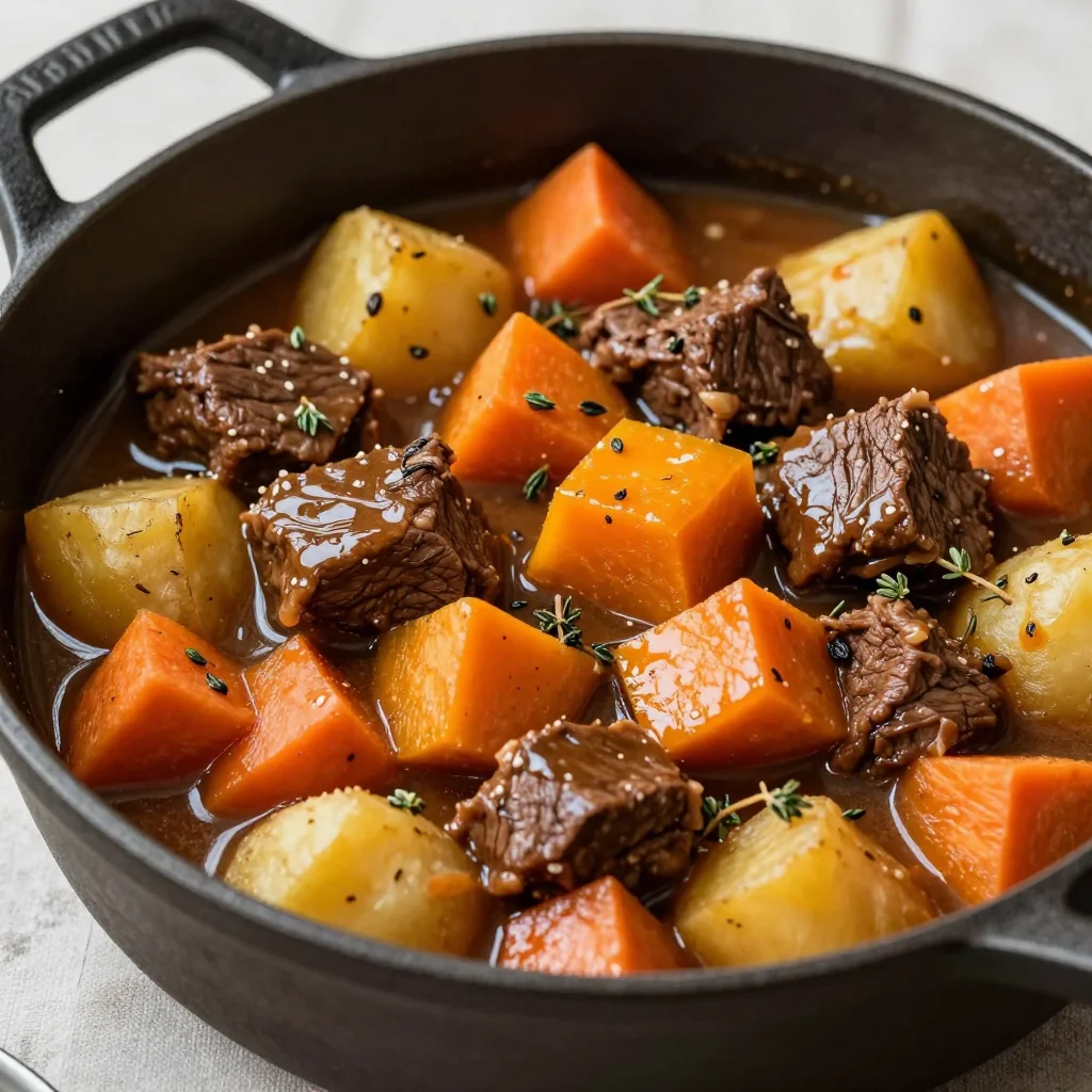 batch cooking friendly one pot beef stew with winter squash and potatoes