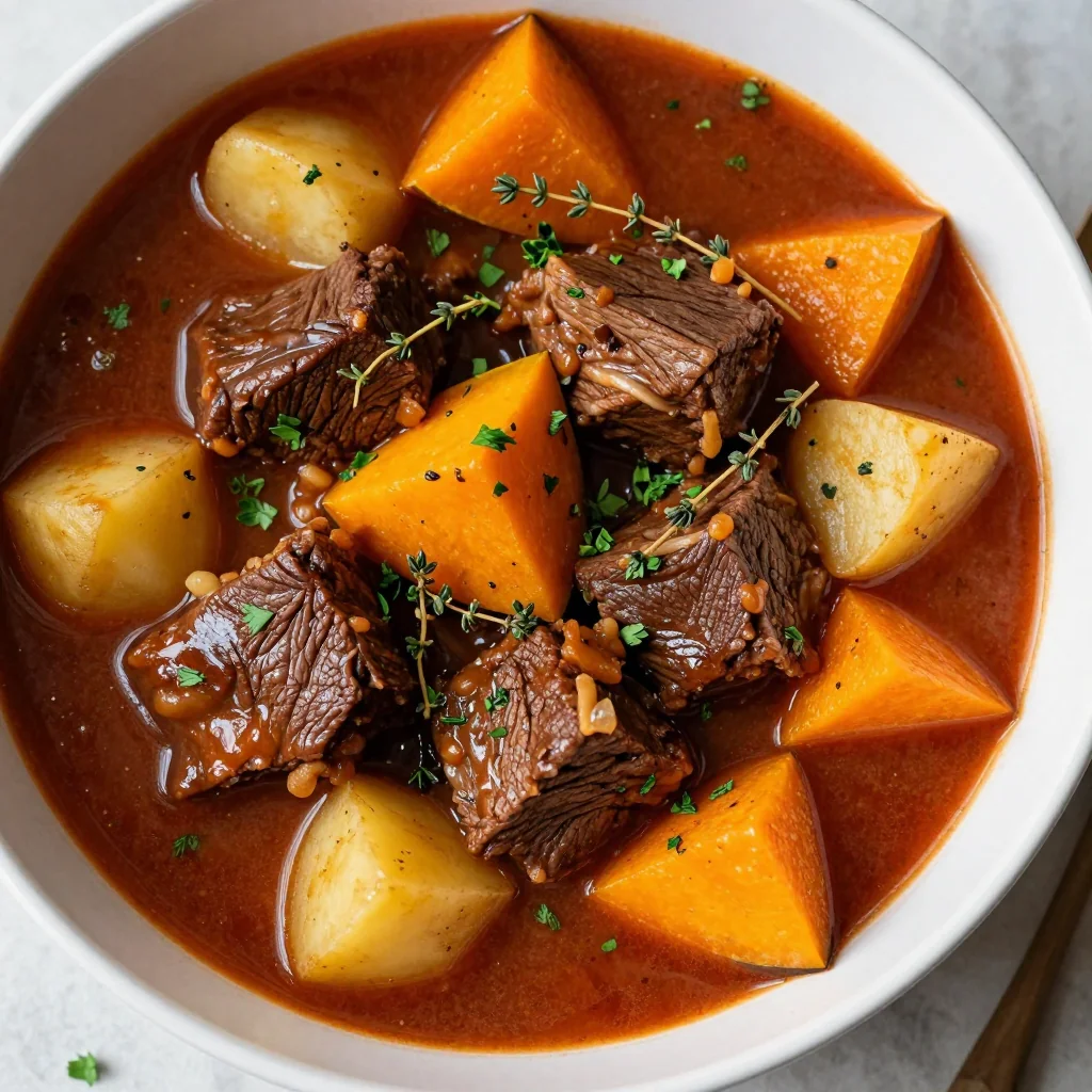 batch cooking friendly one pot beef stew with winter squash and potatoes